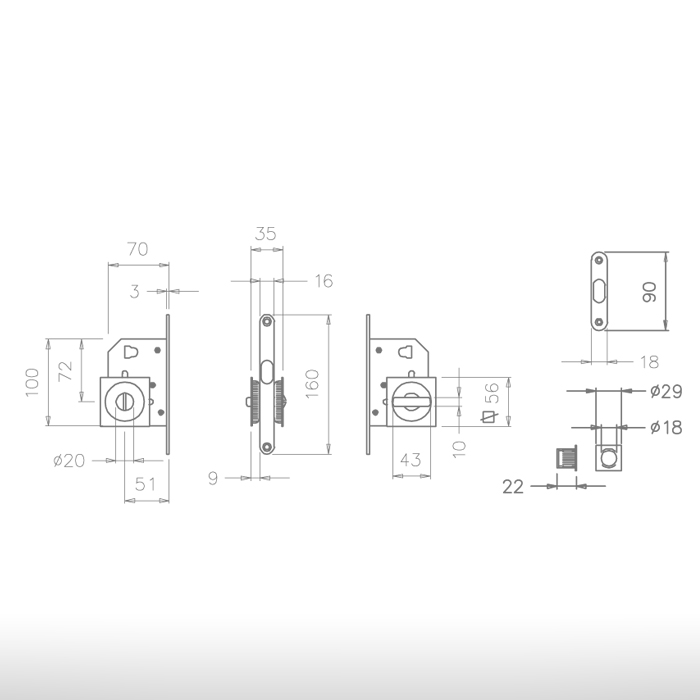 Ensemble pour porte coulissante - 2849