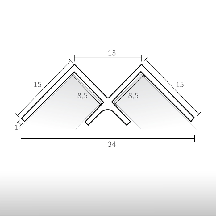 Aluminum Straight corner profile for decorative wall panels