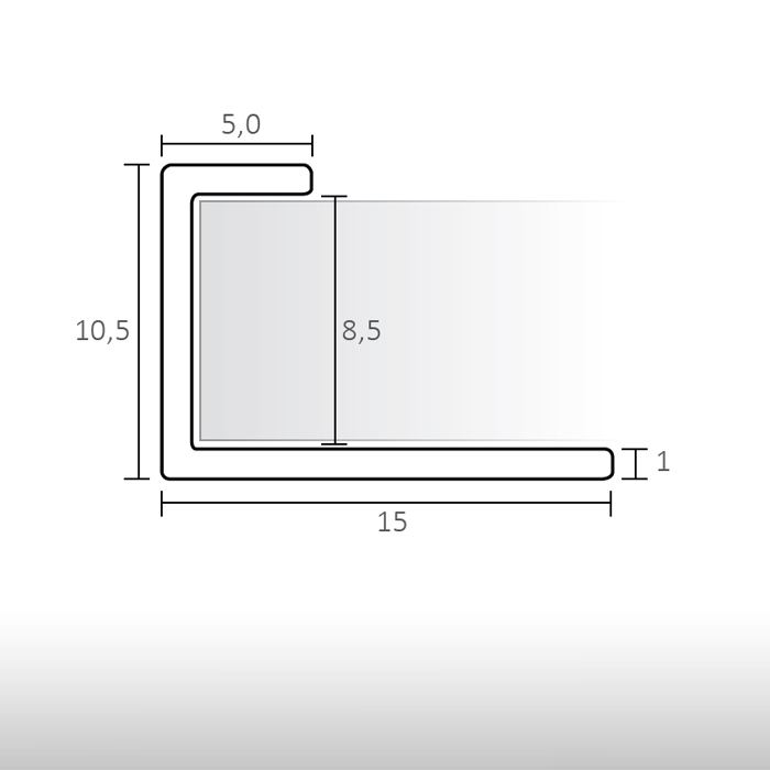 Edge aluminum profile for decorative wall panels